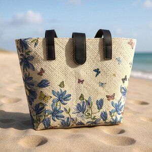 Exclusive Handmade Bali Pandan Woven Tote - Blue